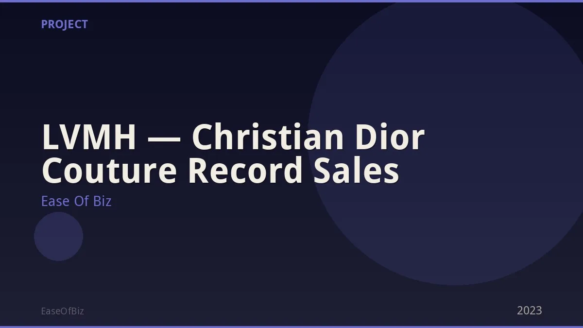LVMH — Christian Dior Couture Record Sales