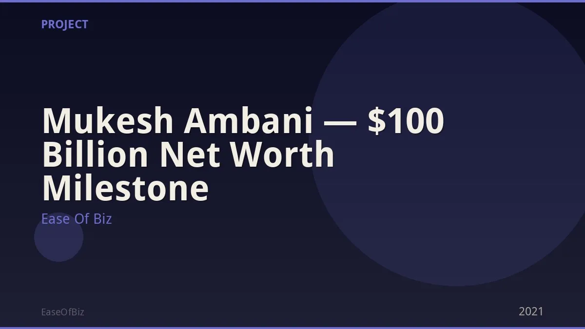 Mukesh Ambani — $100 Billion Net Worth Milestone