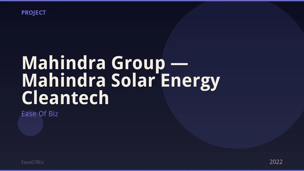 Mahindra Group — Mahindra Solar Energy Cleantech
