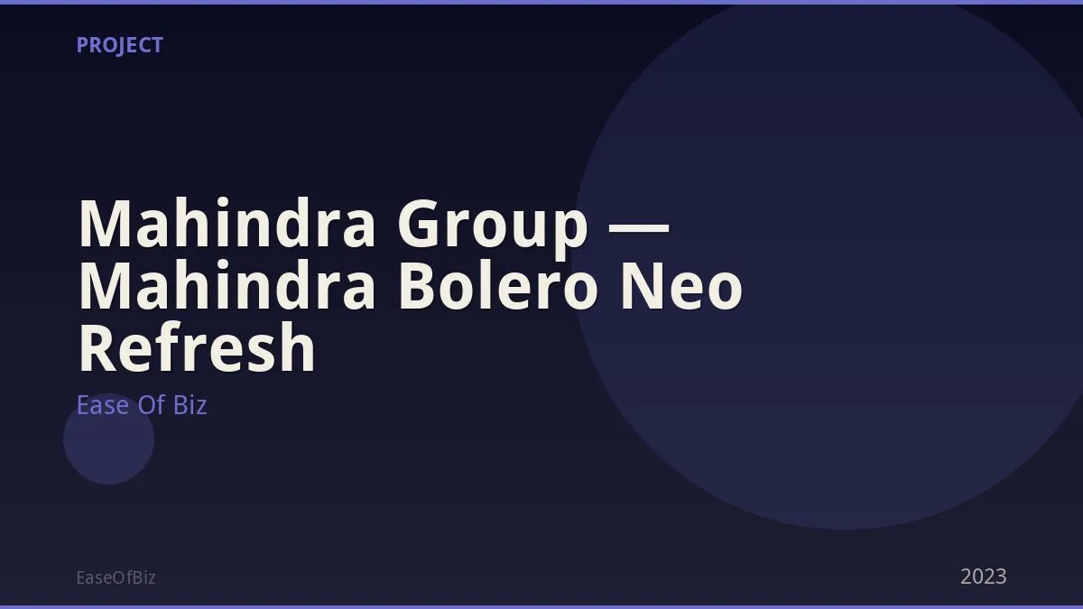 Mahindra Group — Mahindra Bolero Neo Refresh