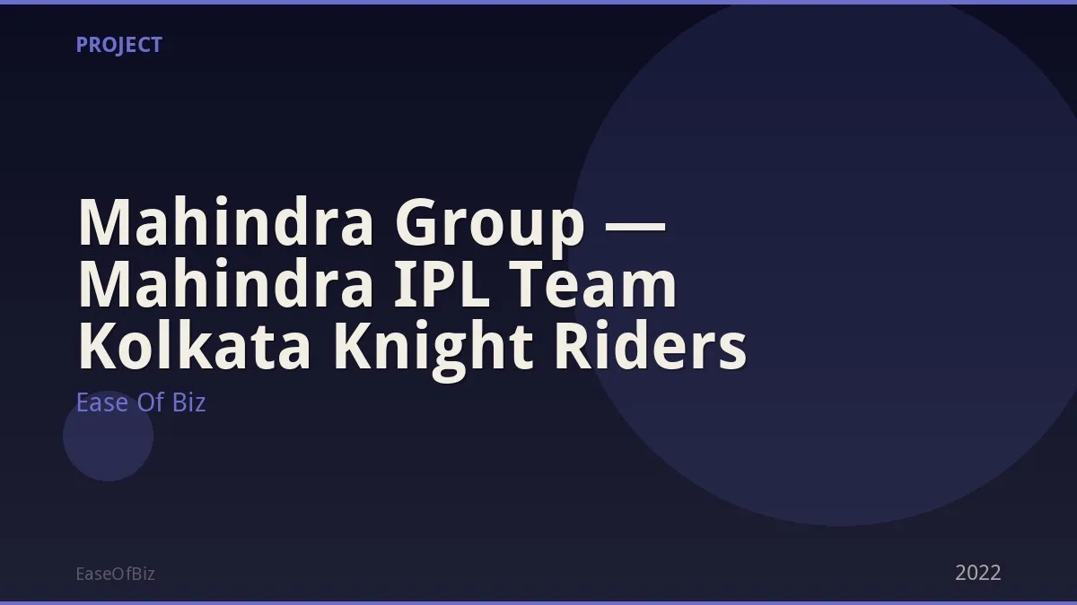 Mahindra Group — Mahindra IPL Team Kolkata Knight Riders