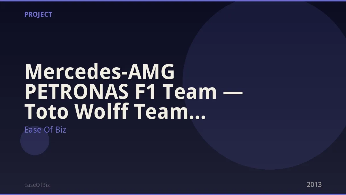 Mercedes-AMG PETRONAS F1 Team — Toto Wolff Team Principal 2013