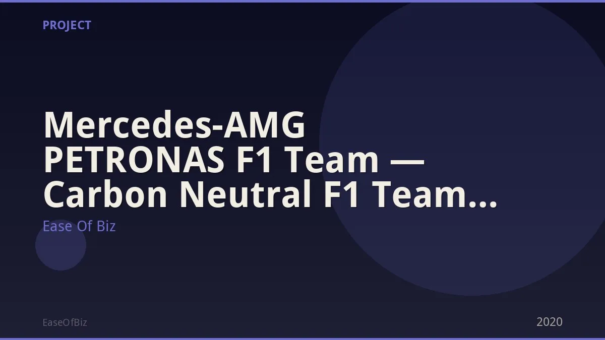 Mercedes-AMG PETRONAS F1 Team — Carbon Neutral F1 Team Pledge
