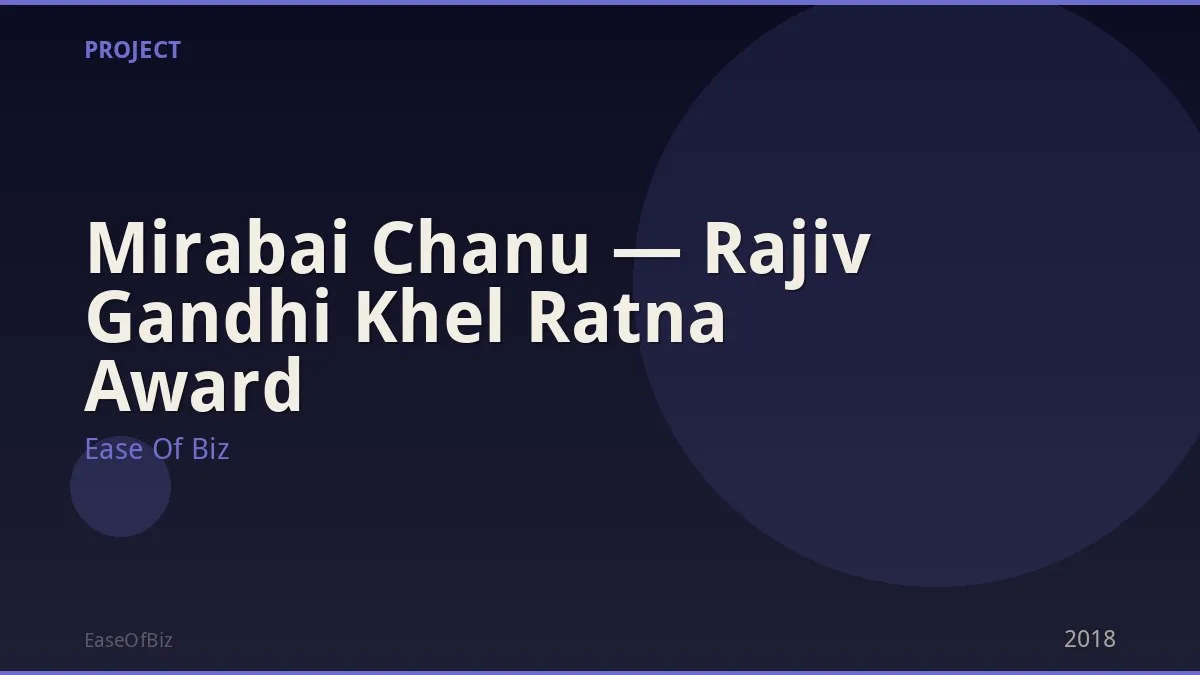 Mirabai Chanu — Rajiv Gandhi Khel Ratna Award