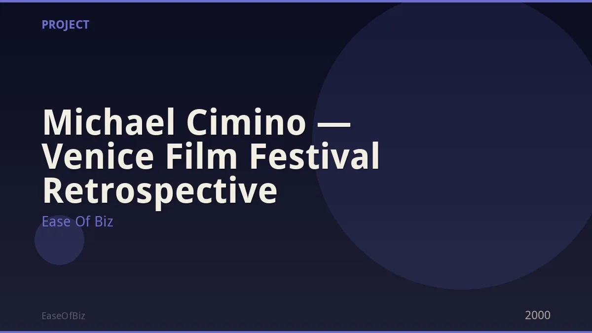 Michael Cimino — Venice Film Festival Retrospective