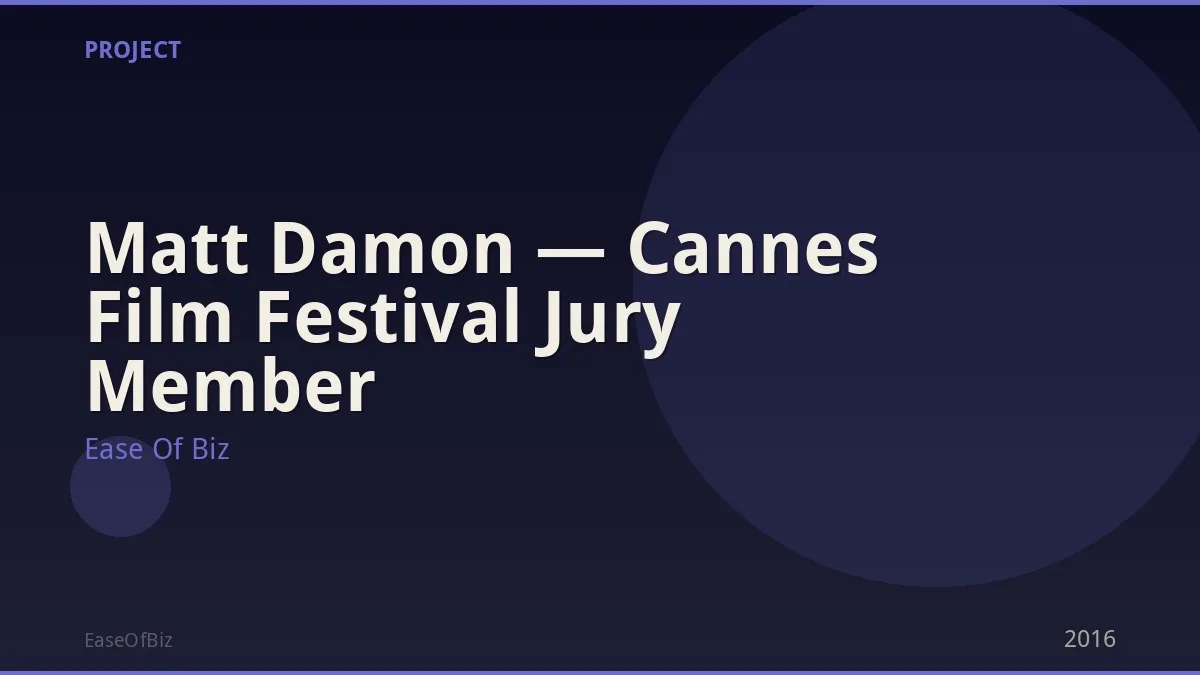 Matt Damon — Cannes Film Festival Jury Member