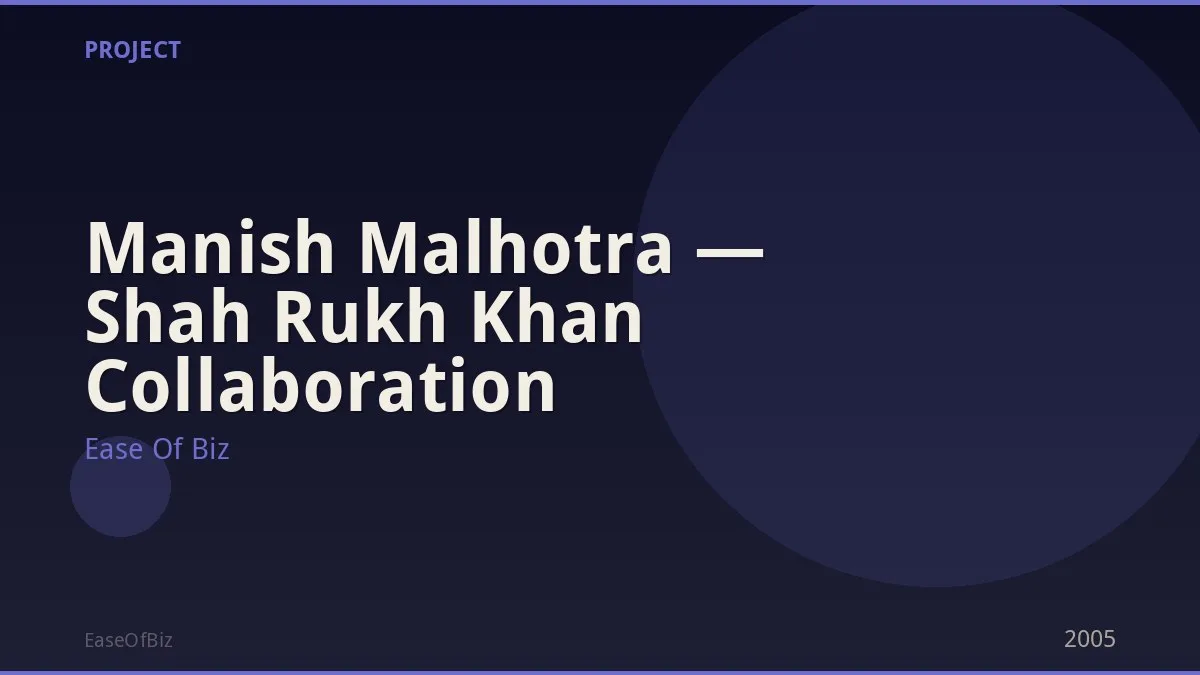 Manish Malhotra — Shah Rukh Khan Collaboration