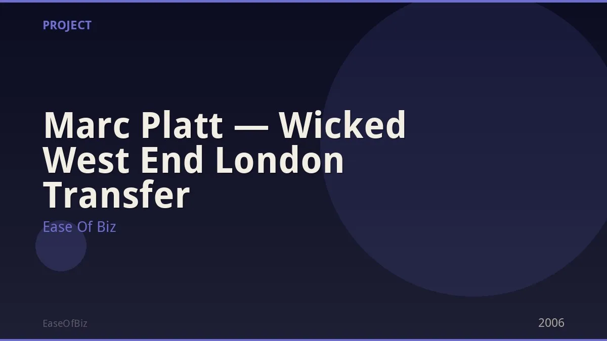 Marc Platt — Wicked West End London Transfer