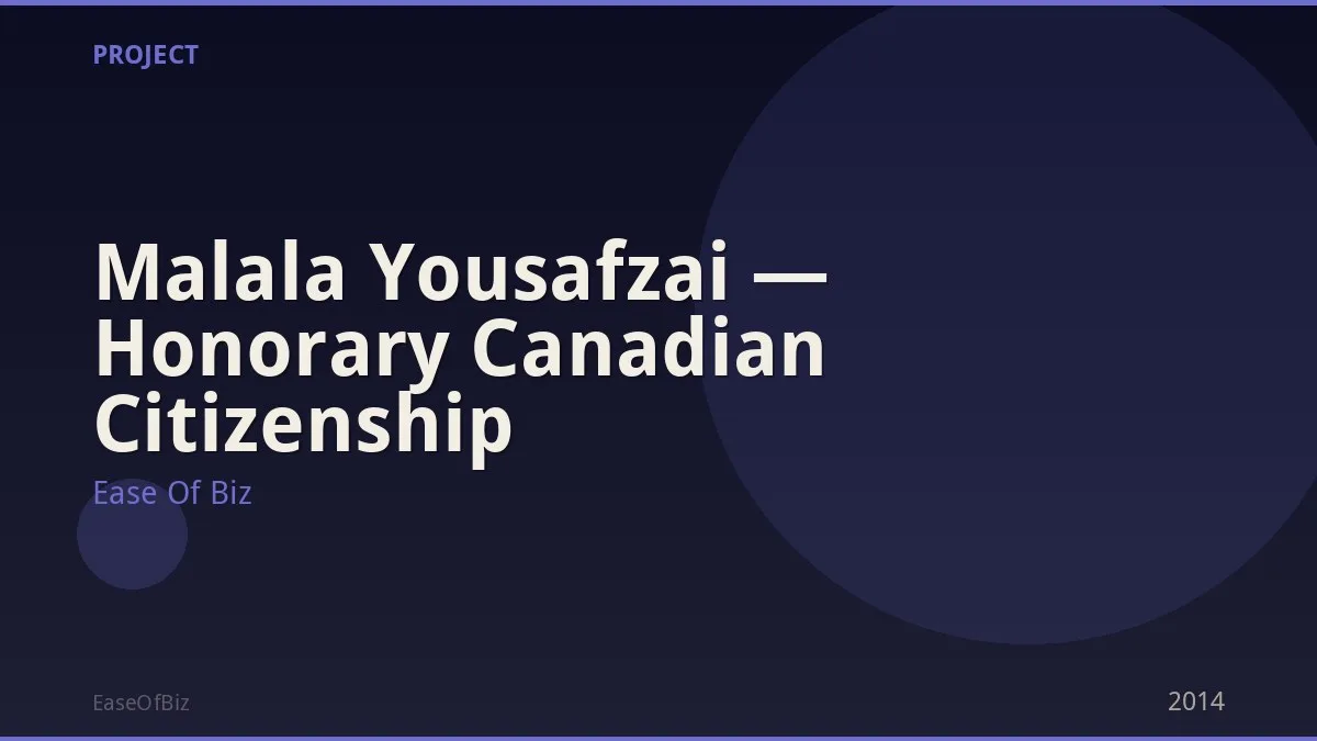 Malala Yousafzai — Honorary Canadian Citizenship