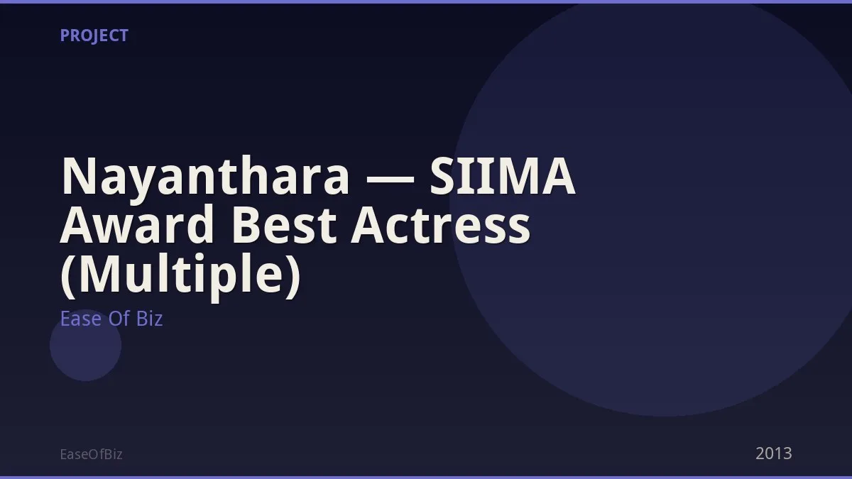 Nayanthara — SIIMA Award Best Actress (Multiple)