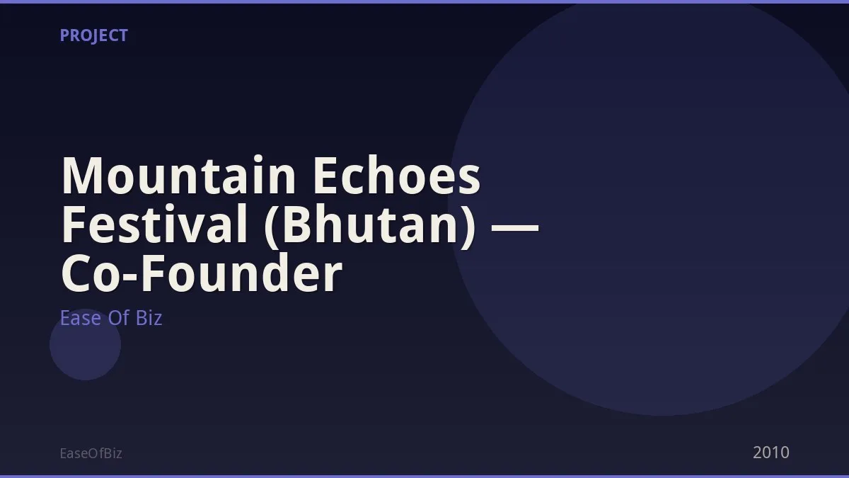 Mountain Echoes Festival (Bhutan) — Co-Founder