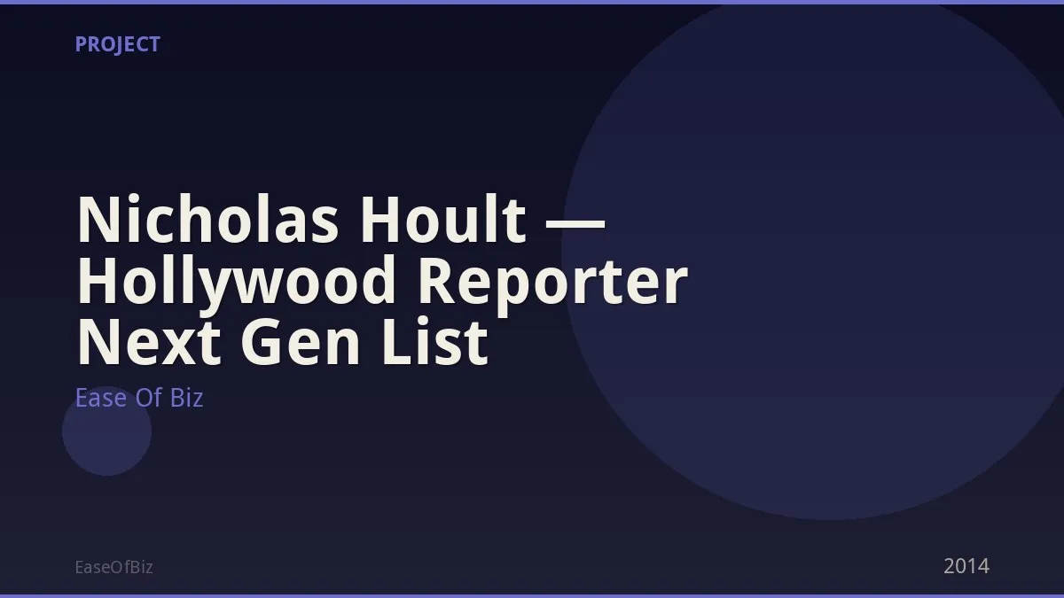 Nicholas Hoult — Hollywood Reporter Next Gen List