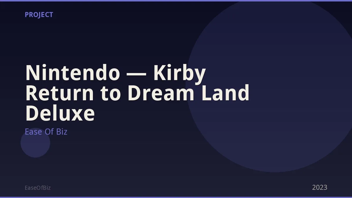 Nintendo — Kirby Return to Dream Land Deluxe