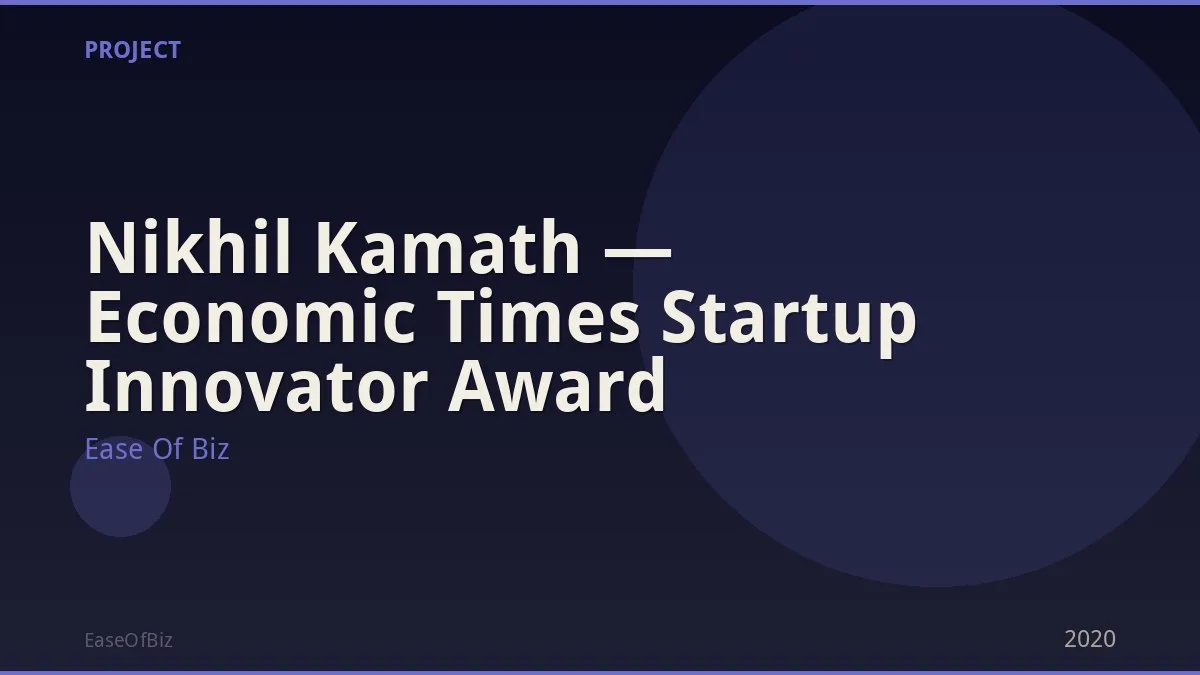 Nikhil Kamath — Economic Times Startup Innovator Award