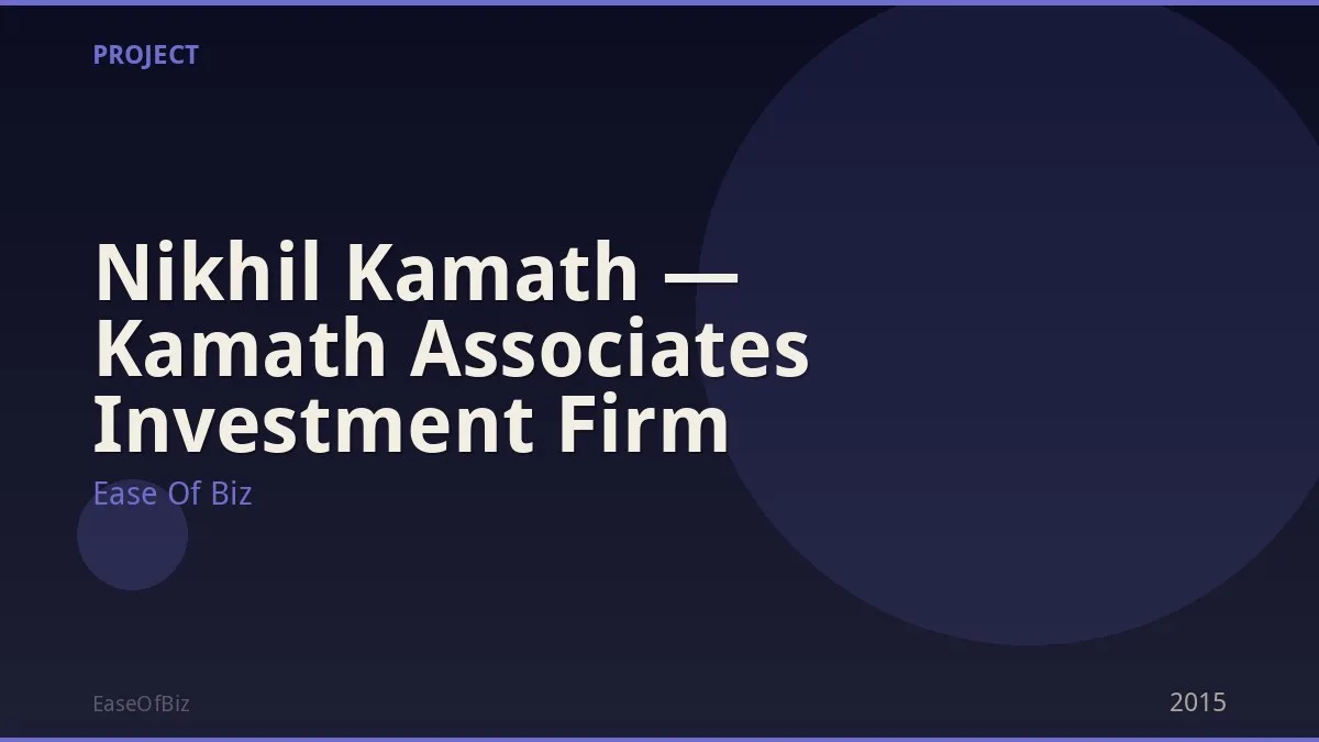 Nikhil Kamath — Kamath Associates Investment Firm