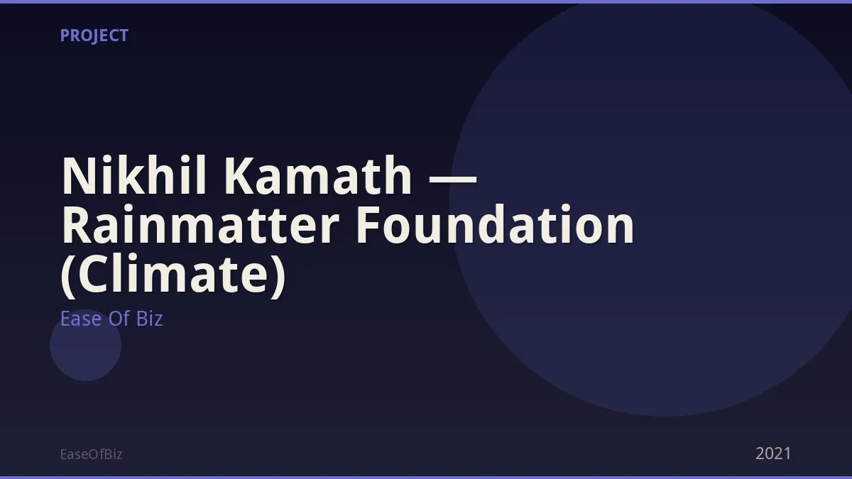 Nikhil Kamath — Rainmatter Foundation (Climate)