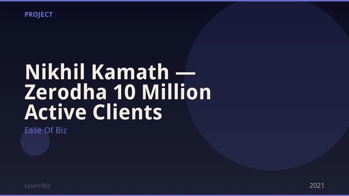 Nikhil Kamath — Zerodha 10 Million Active Clients