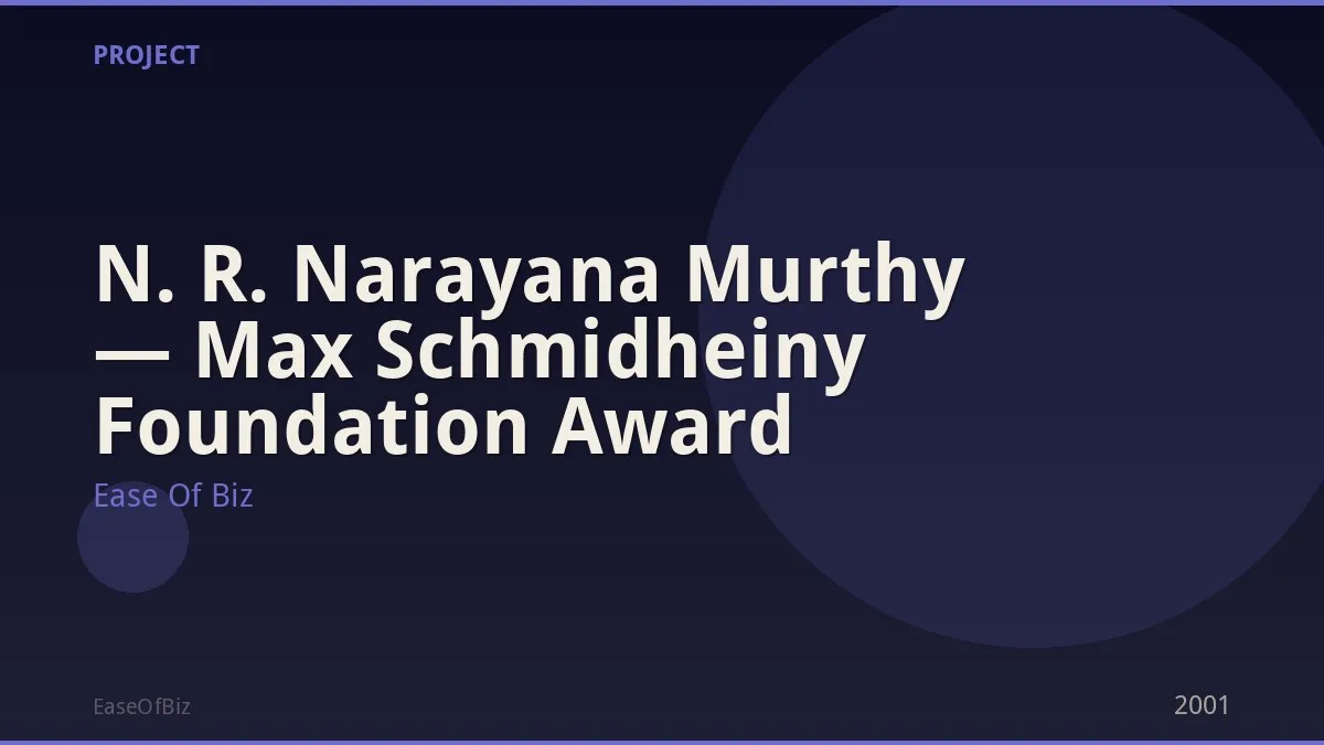 N. R. Narayana Murthy — Max Schmidheiny Foundation Award