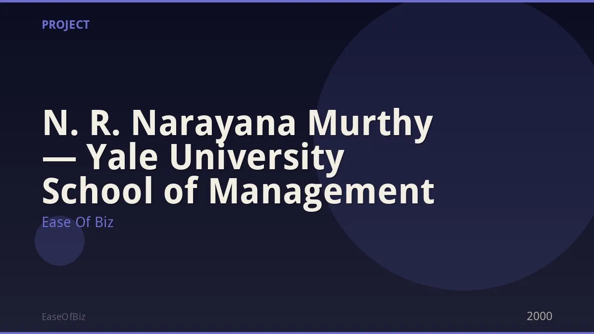 N. R. Narayana Murthy — Yale University School of Management