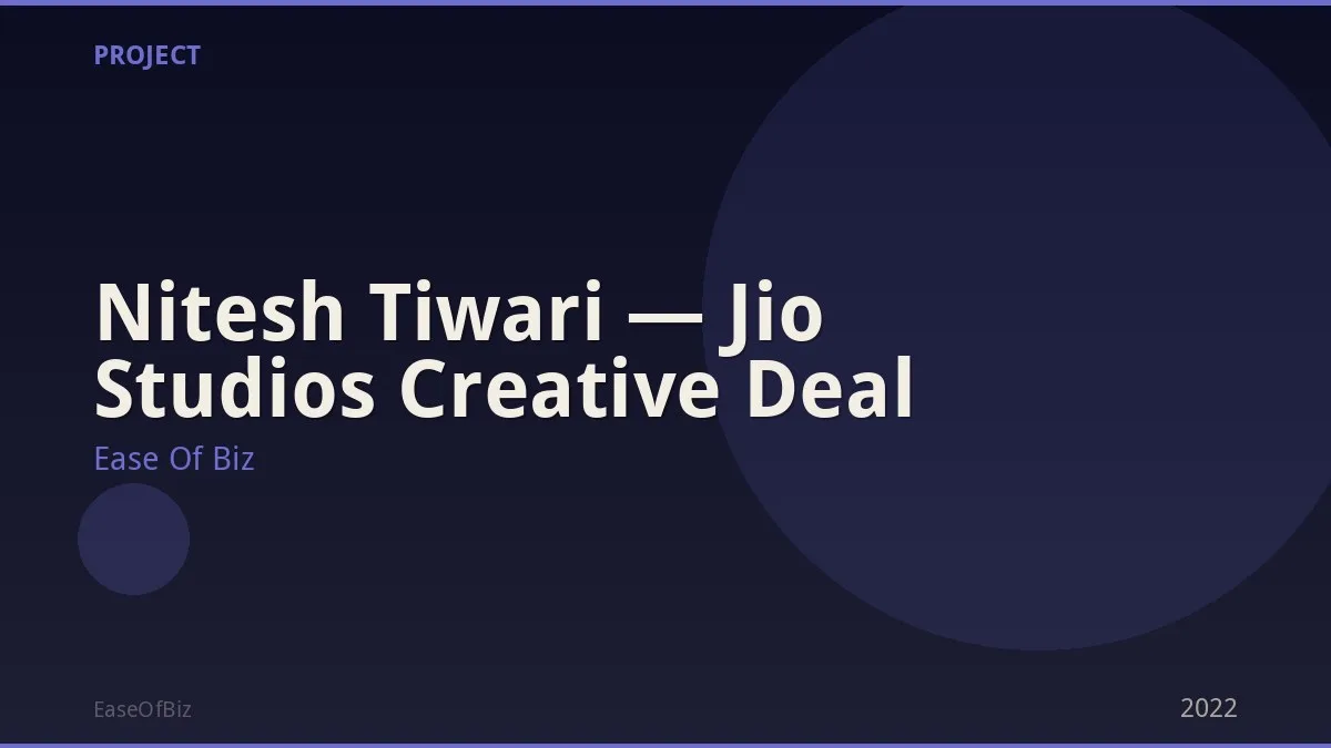 Nitesh Tiwari — Jio Studios Creative Deal