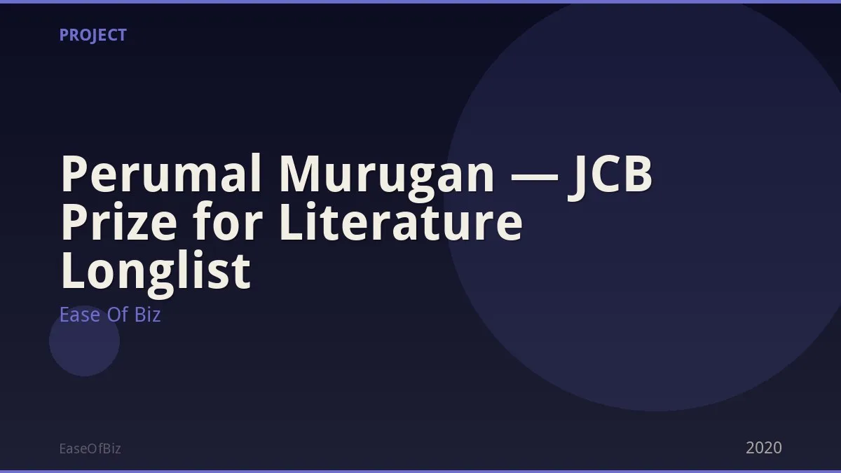 Perumal Murugan — JCB Prize for Literature Longlist