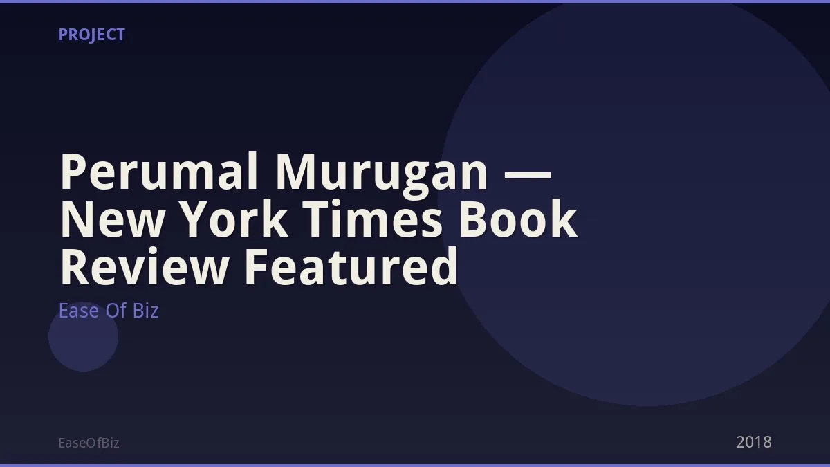 Perumal Murugan — New York Times Book Review Featured