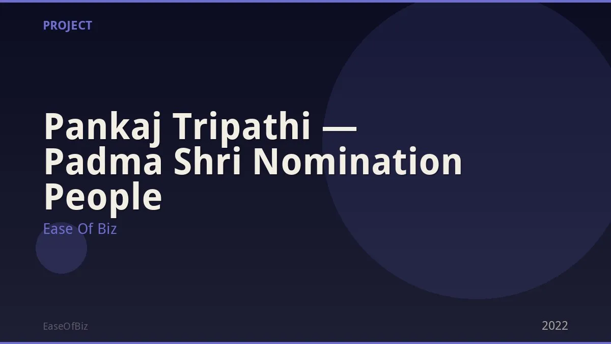 Pankaj Tripathi — Padma Shri Nomination People