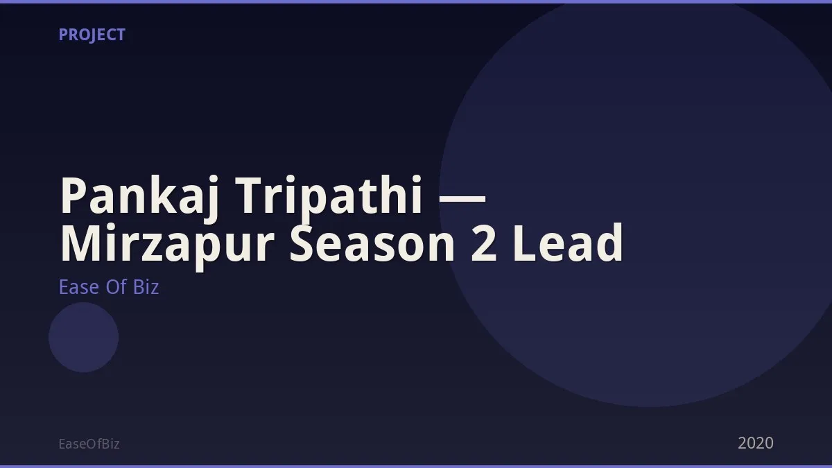 Pankaj Tripathi — Mirzapur Season 2 Lead