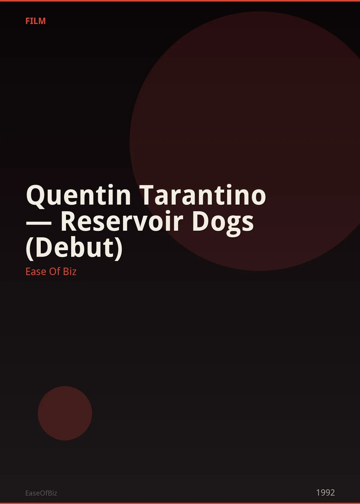 Quentin Tarantino — Reservoir Dogs (Debut)