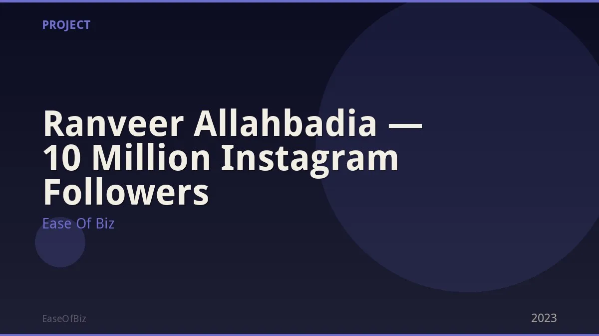 Ranveer Allahbadia — 10 Million Instagram Followers
