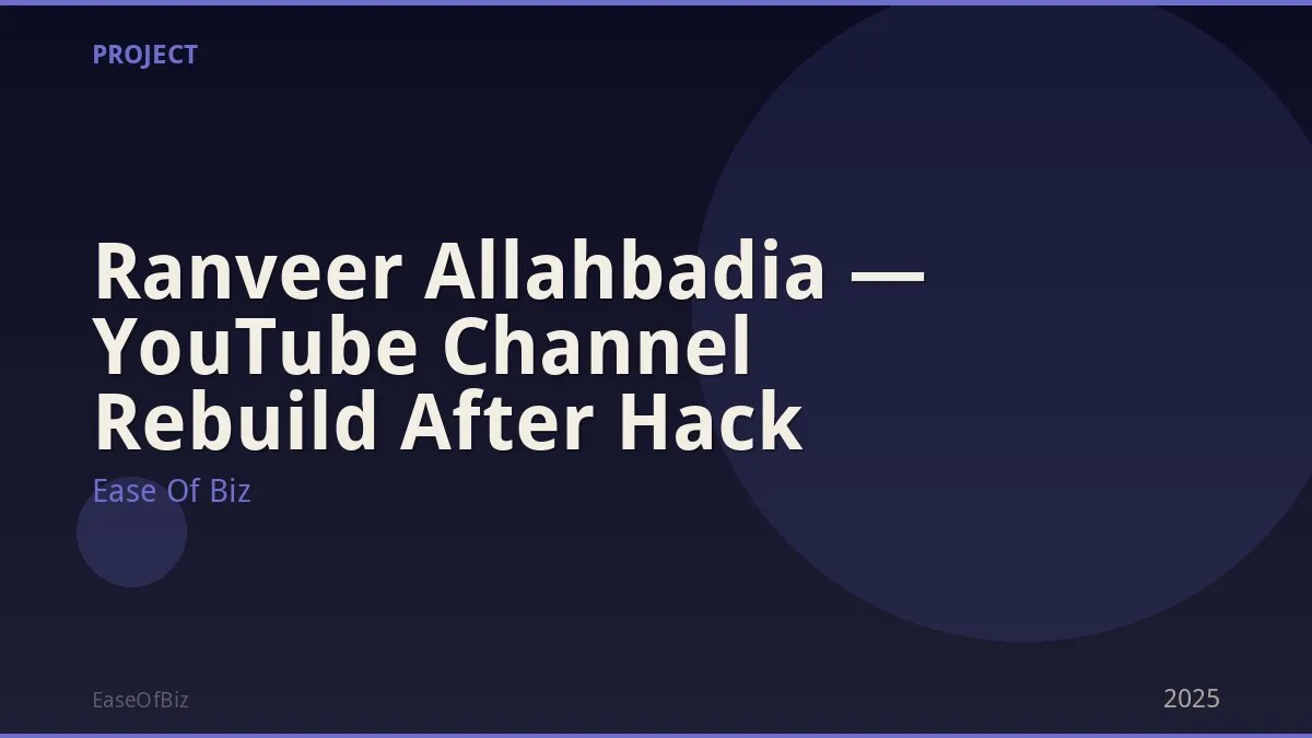 Ranveer Allahbadia — YouTube Channel Rebuild After Hack
