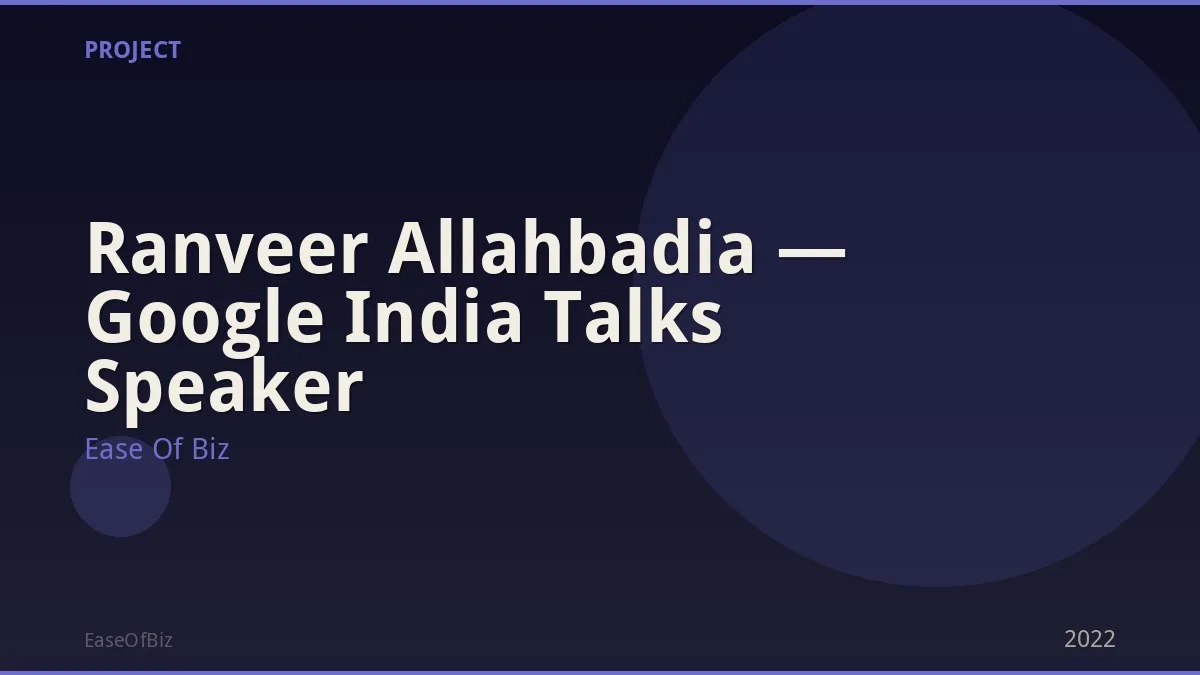 Ranveer Allahbadia — Google India Talks Speaker