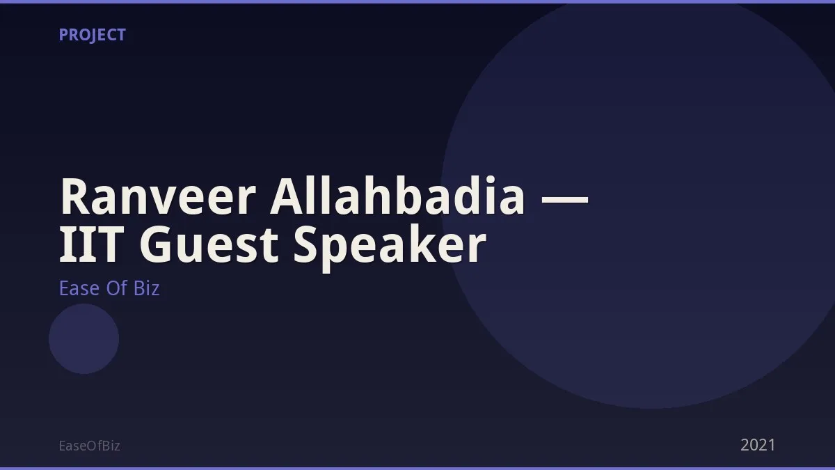 Ranveer Allahbadia — IIT Guest Speaker