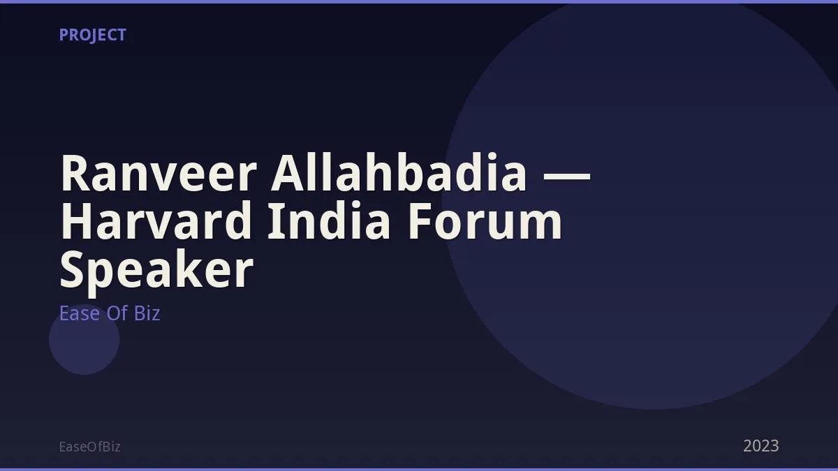 Ranveer Allahbadia — Harvard India Forum Speaker