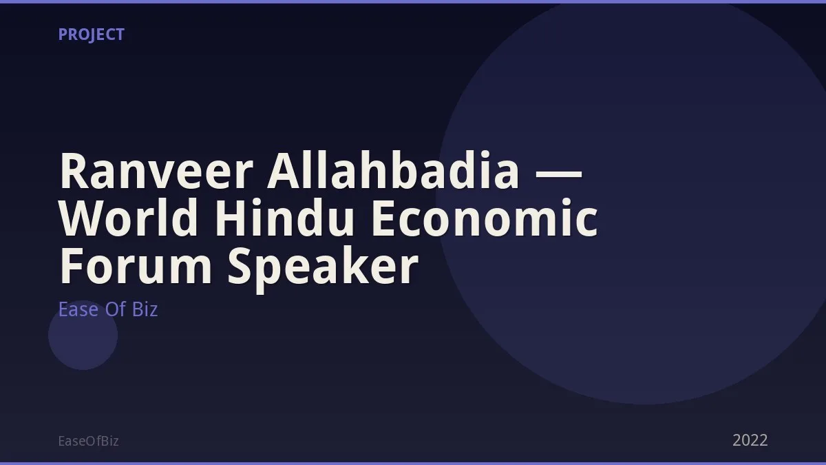 Ranveer Allahbadia — World Hindu Economic Forum Speaker
