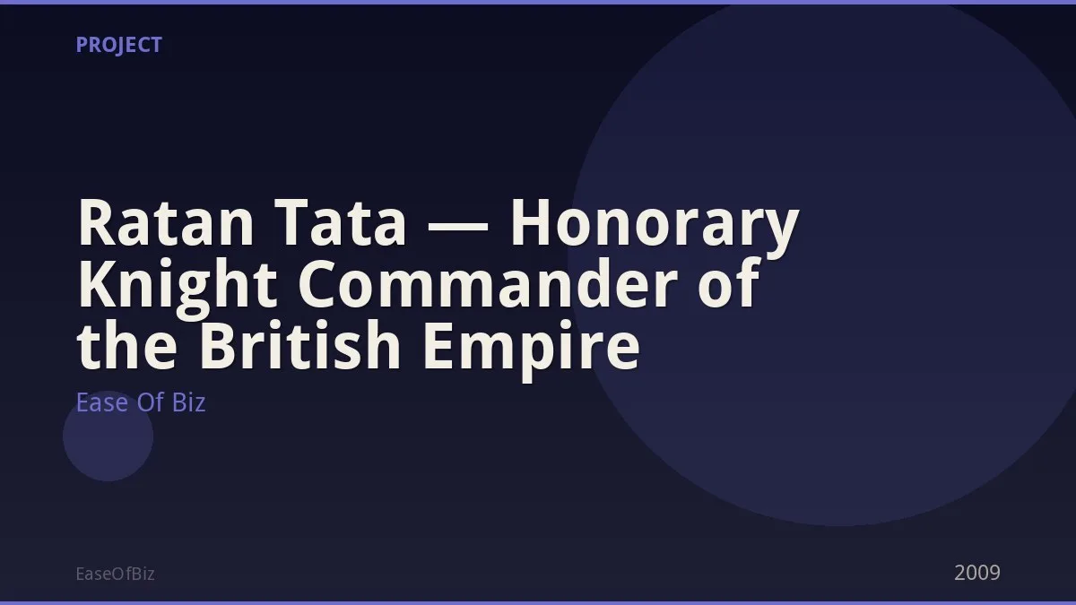 Ratan Tata — Honorary Knight Commander of the British Empire