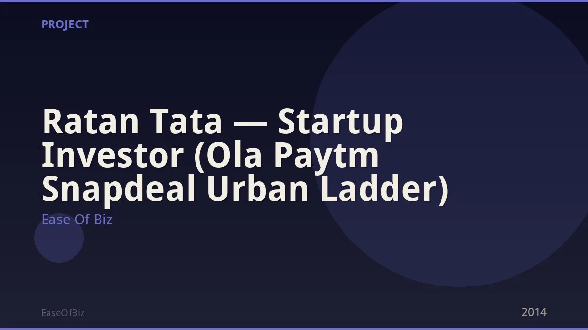 Ratan Tata — Startup Investor (Ola Paytm Snapdeal Urban Ladder)