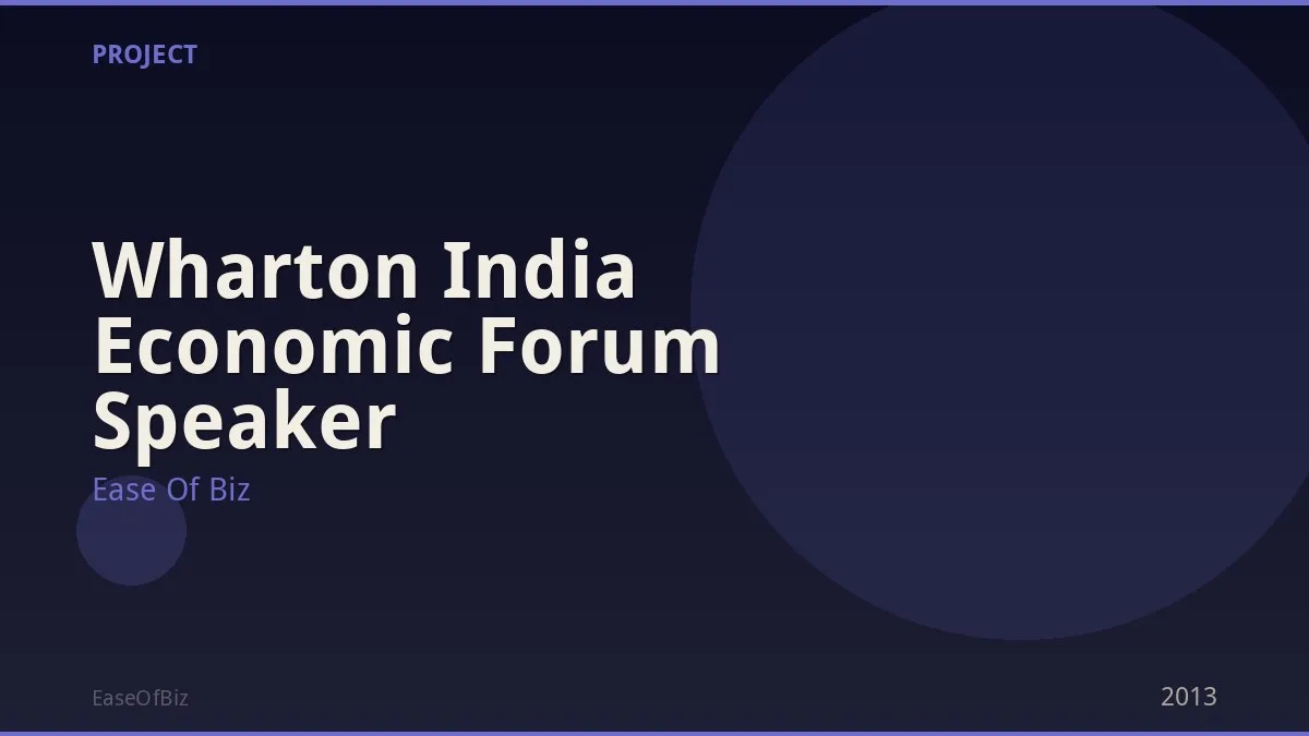 Wharton India Economic Forum Speaker