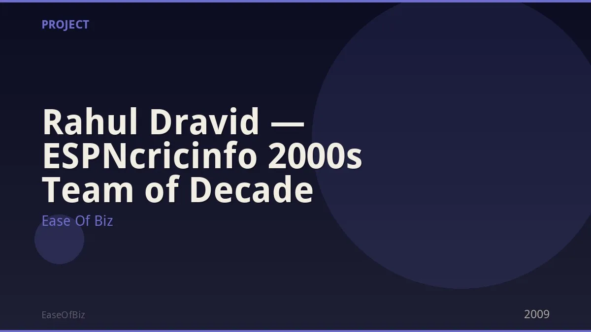 Rahul Dravid — ESPNcricinfo 2000s Team of Decade
