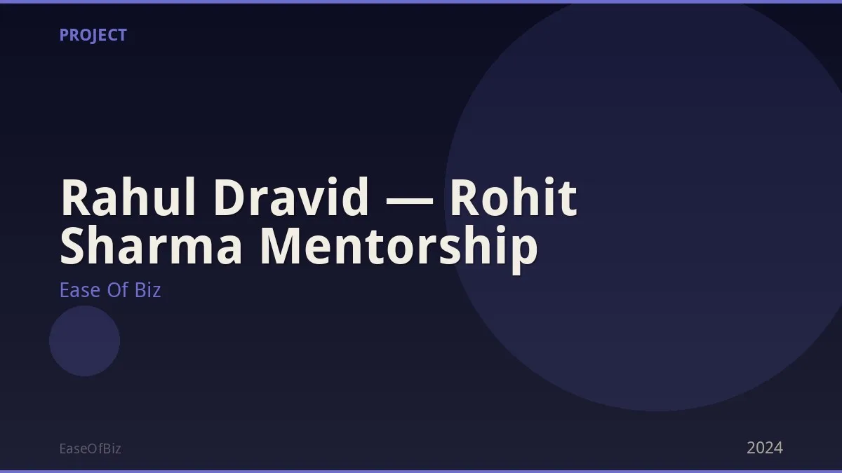 Rahul Dravid — Rohit Sharma Mentorship