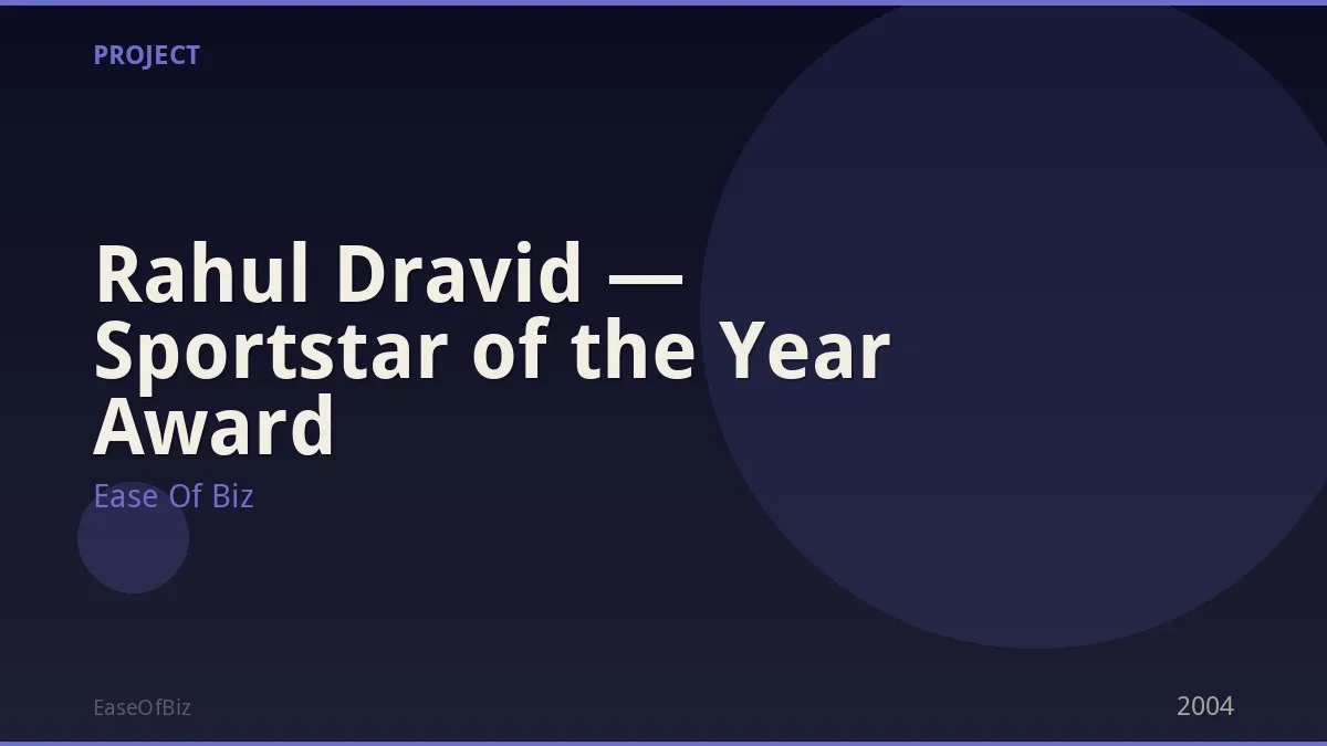 Rahul Dravid — Sportstar of the Year Award