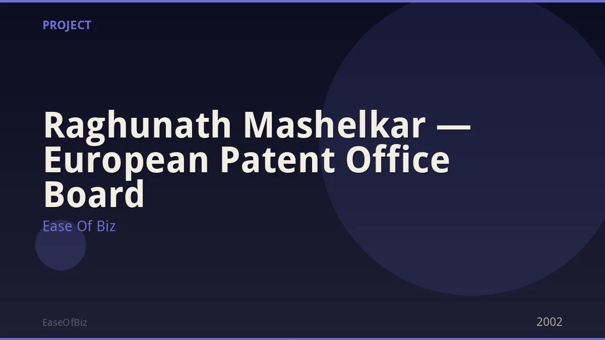 Raghunath Mashelkar — European Patent Office Board