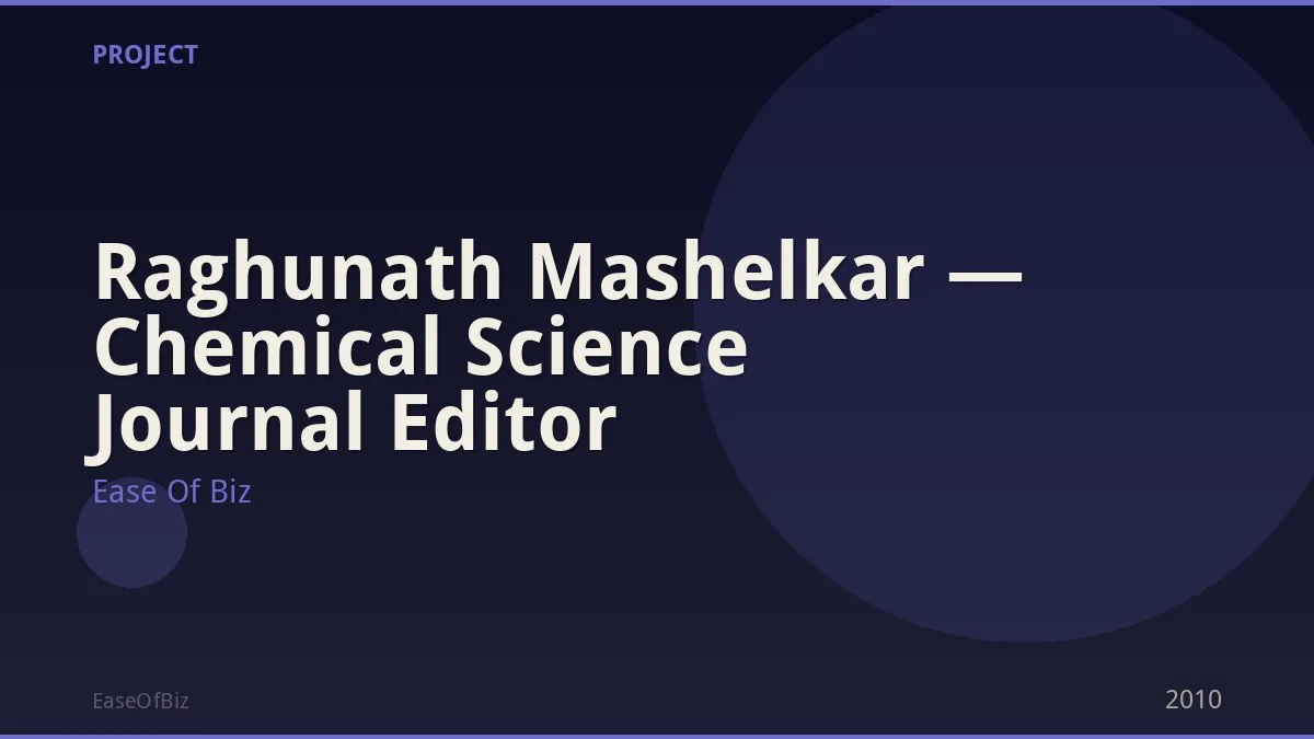 Raghunath Mashelkar — Chemical Science Journal Editor