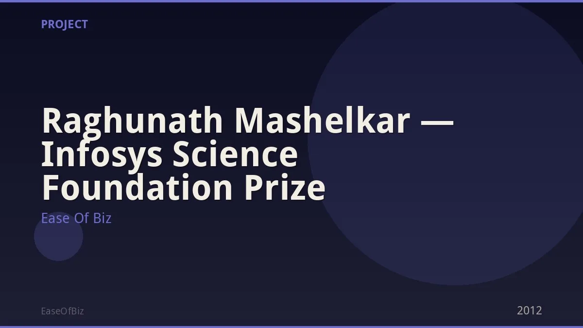 Raghunath Mashelkar — Infosys Science Foundation Prize