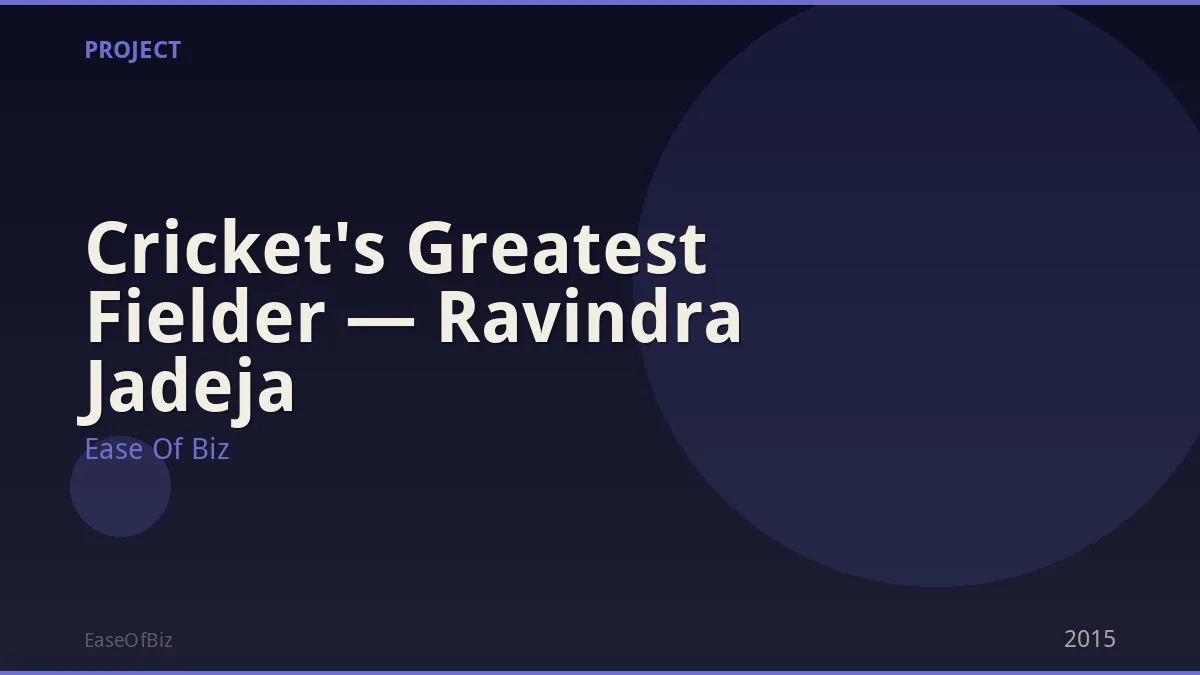 Cricket's Greatest Fielder — Ravindra Jadeja