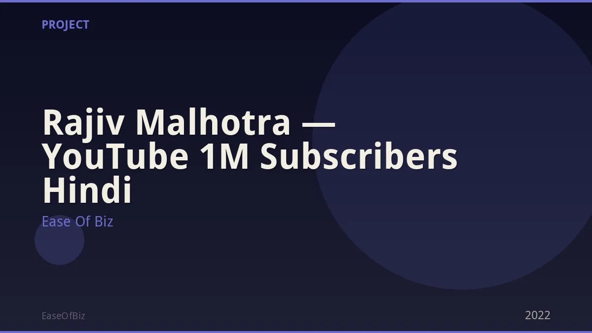 Rajiv Malhotra — YouTube 1M Subscribers Hindi