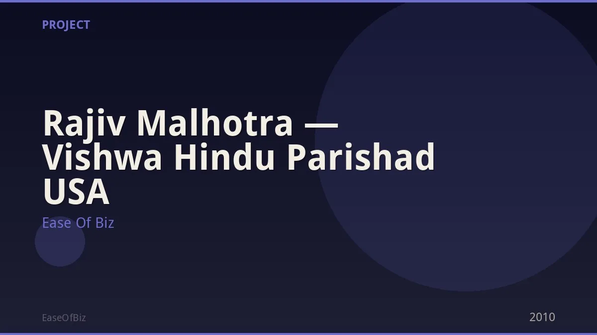 Rajiv Malhotra — Vishwa Hindu Parishad USA
