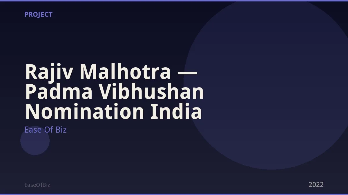 Rajiv Malhotra — Padma Vibhushan Nomination India