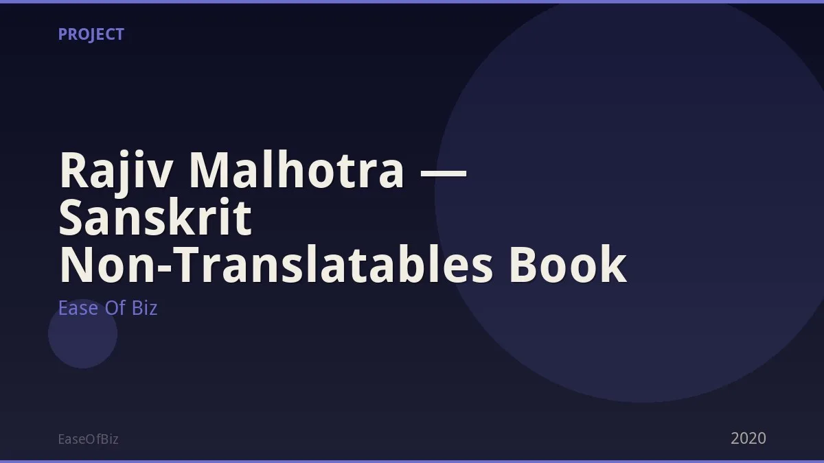 Rajiv Malhotra — Sanskrit Non-Translatables Book