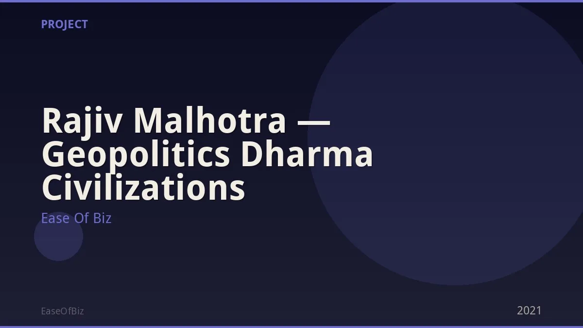 Rajiv Malhotra — Geopolitics Dharma Civilizations